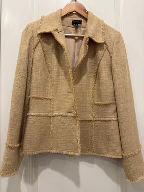 Juliana Beige Tweed Frayed-Edge Jacket